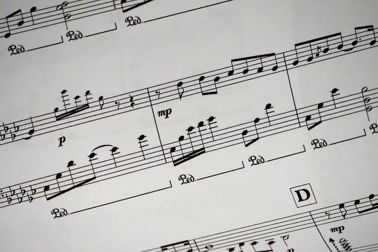 Music Sheet Showing Musical Notes